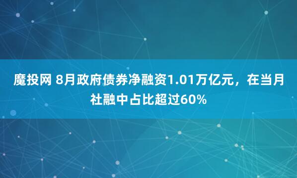 魔投网 8月政府债券净融资1.01万亿元，在当月社融中占比超过60%